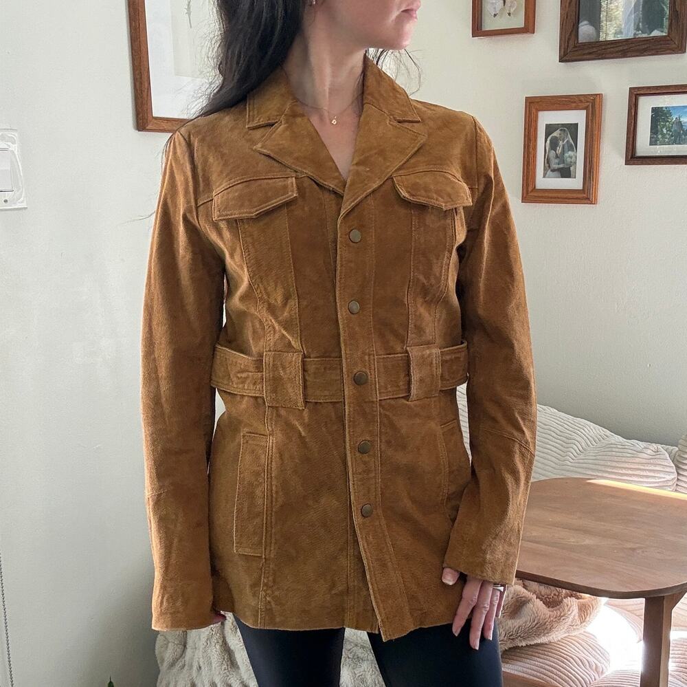 Vintage F21 Suede Pigskin Genuine Leather Structured Western Jacket Size M